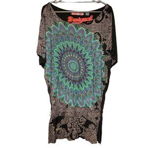 DESIGUAL Boho Mandala Print Shirt Dress size M